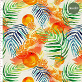 Orange Leaf Patterned Digital Printed Fabric
